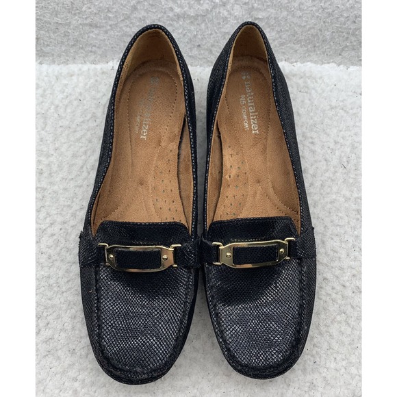 Naturalizer Gallop Loafers Womens 7M Shiny Black N5 Comfort Dressy Classy Office - Picture 2 of 8